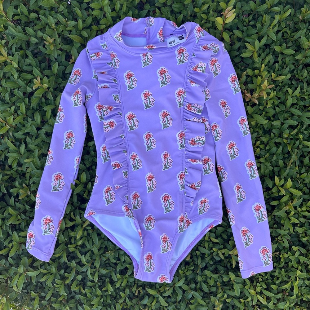 New COTTON ON Kids Floral Rashguard - Lavender